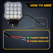 Auto Pearl Square 16Led DRL Motorcycle Foglight, Off-Road Vehicle Light Auxiliary White Lighting 12V-30W Driving Work Light compatible with All Bike and Car