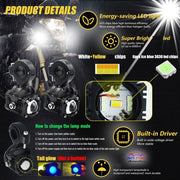 Auto Pearl Motorcycle Mini Driving Lights Yellow / White / Red LED Spot light 15W 3-Color Modes & Flashing Fog Lights compatible with All Bikes and Cars