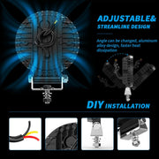 AUTO PEARL Square 4 Inch Auxiliary 44Led White Work Spot Light compatible with All Bike and Car(Pack of 2)