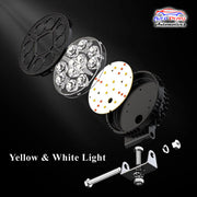 Auto Pearl 4 inch Round 12Led Auxiliary 12V-30W, Amber DRL Spot Light, White and Yellow Color, Off Road Light compatible with All Bike and Car (Pack of 2)