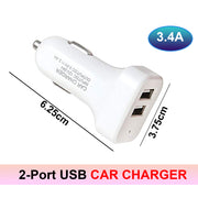 2-Ports Fast Car Charger with White Micro Cable, Turbo Charger, Dual USB (Pack of 1)