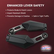 Auto Pearl Motorcycle Black Handlebar Mounted Mirrors Set Adjustable Rotating Lever Guard, Foldable Rear View Mirrors Mirror compatible with All Bike (Pack of 2)