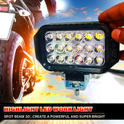 Auto Pearl Auxiliary light 18 LED Hi-Lo Ultra Bright White light Driving Spot Work Lights | 12V-35W High Brightness Driving Lamp, Work Spot Lights compatible with All Bikes and Cars