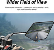 Motorcycle Carbon Flip Mirrors Set Adjustable Rotating Rear View Mirror Stealth Wind Wing Side for All Bike (Pack of 2)