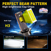 Auto Pearl H3 LED Headlight Bulb for Car 280W 18000LM 6000K (White Light LED Headlight Bulb) compatible with All Car (Pack of 2)