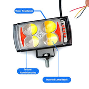 Auto Pearl 4-EYE LED Lens Fog Flashing Light, 12V-15W White, Yellow & Blue-Red Amber Auxiliary Projector Spot Lights compatible with All Bike and Car
