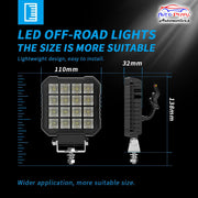 AUTO PEARL Square 4 Inch Auxiliary 12V-30W, 64Led White Work Spot Light compatible with All Bike and Car(Pack of 2)
