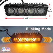 Auto Pearl 6 Inch Auxiliary 16Led Light Bar White, Yellow and Yellow Blinking Mode, Work Spot Lights compatible with All Bike and Car(Pack of 2)