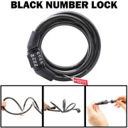 Multipurpose Heavy Duty, Security Number Lock, Bike Cable Lock Anti-Theft Protection Bicycle Number Locks Compatible with Bike/Scooty (Black)