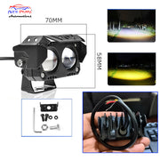 Auto Pearl Motorcycle 2-Projector Lens Driving Lights Yellow / White LED Spot light 15W Dual Color Mode Fog Lights compatible with All Bike and Car