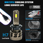 Auto Pearl H7 LED Headlight Bulb for Car 220W 14000LM 6000K (White Light LED Headlight Bulb) compatible with All Car (Pack of 2)