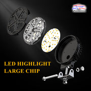 Auto Pearl 4 inch Round 15Led Auxiliary 12V-30W, Amber DRL Spot Light, White and Yellow Color, Off Road Light compatible with All Bike and Car (Pack of 2)
