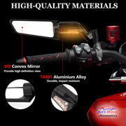Auto Pearl Motorcycle Mirrors with LED Turn Signal Large Stealth Mirror Adjustable Wind Wing Side Rearview Mirrors (Pack of 2)