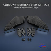 Auto Pearl Universal Motorcycle Rear View Mirrors, Fixed Wind Wing Side Rearview Mirror Replacement For Honda/Kawasaki/Yamaha/Suzuki/BMW/Aprilia/Ducati (Carbon Black)