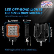 Auto Pearl 4 inch Square Auxiliary 12V-30W, Amber DRL Spot Light Off Road Light, White and Yellow Color compatible with All Bike and Car (Pack of 2)