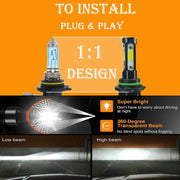 Auto Pearl 9006 LED-Headlight Bulb for Car 80W 3500LM 6000K, White (9006 Car LED-Headlights Bulb), Pack of 2