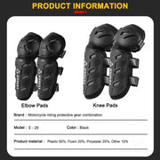 Auto Pearl Motorcycle Knee Shin Guards Elbow Pads, 4 in 1 Monstor Style  Knee Shin Safe Protection Armor for Moto Cycling Racing compatible with All Bike (Black, 4Pcs)
