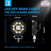 Auto Pearl 4 inch Round 12Led Auxiliary 12V-30W, Amber DRL Spot Light, White and Yellow Color, Off Road Light compatible with All Bike and Car (Pack of 2)