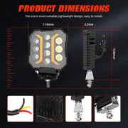 Auto Pearl Square 10Led DRL Fog light, Off-Road Vehicle Light Auxiliary White-Yellow Lighting 12V-28W Driving Work Light compatible with All Bike and Car