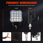 Auto Pearl Square 16Led DRL Motorcycle Foglight, Off-Road Vehicle Light Auxiliary White Lighting 12V-30W Driving Work Light compatible with All Bike and Car