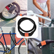 Multipurpose 4 Digit Security Resettable Combination Coiling Bike Cable Lock Anti-Theft Protection Bicycle Number Locks Compatible with Bike/Scooty (Orange)