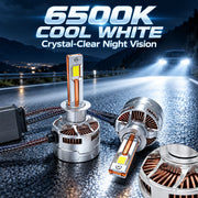 Auto Pearl H1-6500K 480W (240W Each), 36000LM LED Headlight Bulb with rear cooling Fan for Car (Cool White Light LED Headlight Bulb)