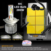 Auto Pearl H4 LED Headlight Bulb for Car 280W 18000LM 6000K (White Light LED Headlight Bulb) compatible with All Car (Pack of 2)