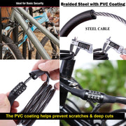 Multipurpose Heavy Duty, Security Number Lock, Bike Cable Lock Anti-Theft Protection Bicycle Number Locks Compatible with Bike/Scooty (Black)