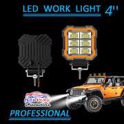 Auto Pearl Square 6-Led 12V-30W, DRL Fog light, Off-Road Vehicle Light Auxiliary White-Yellow Lighting 12V-30W Driving Work Light compatible with All Bike and Car