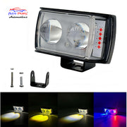 Auto Pearl 2EYE LED Lens Fog Flashing Light, 12V-8W White, Yellow & Blue-Red Amber Auxiliary Projector Spot Lights compatible with All Bikes and Cars