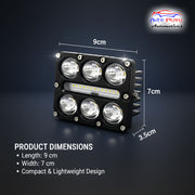 Auto Pearl Car 6-Lens DRL Driving Lights Flasher Yellow, White with Red-Blue Led light, 30W, 12-80V Auxiliary Lights for All Car (Pack of 2)
