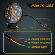 Auto Pearl 12LED Round White, Yellow 12V-30W, Foglight Flashing Light, Work Spot Lights compatible with All Bike and Car
