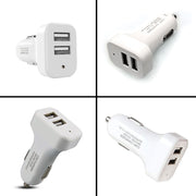 2-Ports Fast Car Charger with Red Type-C Cable, Turbo Charger, Dual USB (Pack of 1)