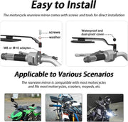 Motorcycle Black Flip Mirrors Set Adjustable Rotating Rear View Mirror Stealth Wind Wing Side for All Bike (Pack of 2)