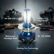 Auto Pearl Durable H4 3200LM CSP LED Hi / Lo Beam LED Motorcycle Headlight Bulb DC 12V-35W with cooling fan compatible with Standard 350 (Pack of 1)