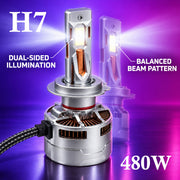 Auto Pearl H7-6500K 480W (240W Each), 36000LM LED Headlight Bulb with rear cooling Fan for Car (Cool White Light LED Headlight Bulb)