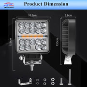 AUTO PEARL 4 inch Square 12000LM Light pods with Strobe 12V-40W, Amber DRL Spot Light Off Road Light Bar Work Light compatible with All Bike and Car (Pack of 2)