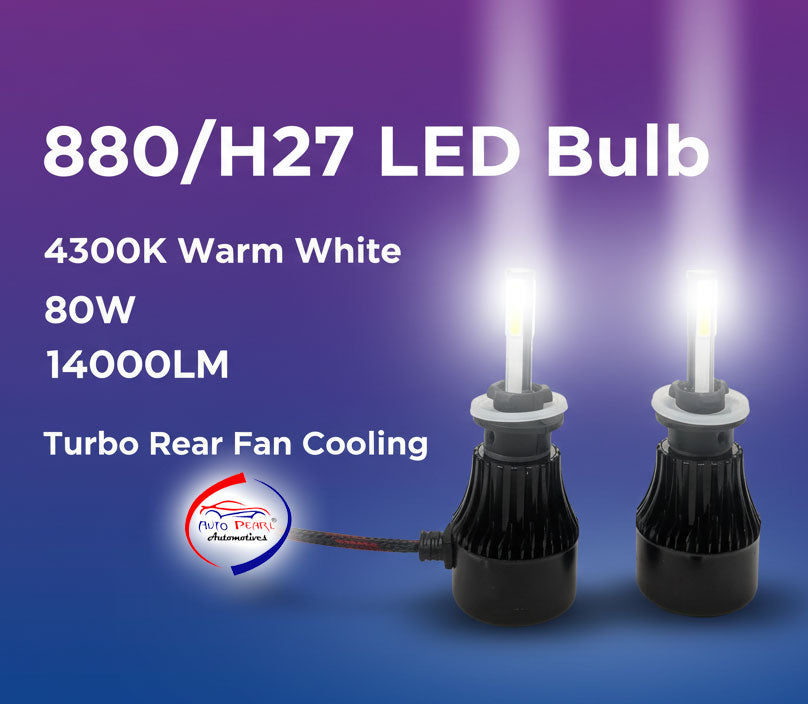 880/H27 LED Fog Light Bulb 80W 14000LM 4300K Warm White | Auto Pearl ...