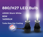 Auto Pearl 880/H27 Bulb Type LED Headlight Bulb 80W 14000LM 4300K Warm White, 4-Side Fog Light 880/881/H27 compatible with All Car (Pack of 2)
