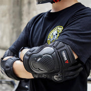 Protective Half Elbow Guard, Knee Guard and Shin Guards compatible with All Bike Black (Pack of 4)