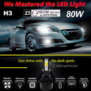 Auto Pearl H3 Car LED Foglight Bulb, 80W 3500LM 6000K (White Light LED Foglight Bulb/Auxiliary Lights) Pack of 2