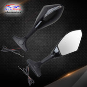 Auto Pearl Motorcycle Sway Adjustable Rear Side View Mirrors Integrated with Signal Light Kit Compatible with Suzuki GSXR, Honda CBR600RR, ATV, Yamaha R1, R6, R6S and Kawasaki