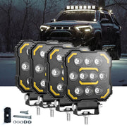 Auto Pearl Square 10-Led DRL Motorcycle Off-Road Vehicle Light Auxiliary White & Yellow 12V-24W (Pack of 1)