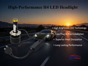 Auto Pearl H4 55W CSP LED Motorcycle Headlight Bulb, Single Lens White Hi/Low Beam, DC 12V 6000K, Compatible with All Car (Pack of 2)