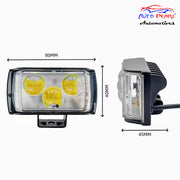 Auto Pearl 3 EYE LED Lens Fog Flashing Light, 12V-10W White, Yellow & Blue-Red Amber Auxiliary Projector Spot Lights compatible with All Bikes and Cars