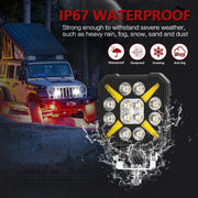 Auto Pearl 4 inch Square 34Led Auxiliary 12V-30W, Amber DRL Spot Light, White and Yellow Color, Off Road Light compatible with All Bike and Car (Pack of 2)