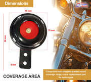 Auto Pearl 12V 110dB 3A Motorcycle Loud Tone Sound Loud Horn Fits Moped Scooter Electric Bike Black-Red with wiring compatible with All Bike (Pack of 2)