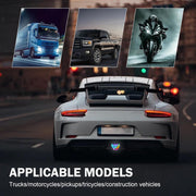 Auto Pearl RGB Color Triangle Brake LED Light, Anti-Rear-End Collision Strobe Tail Light, Super Bright Waterproof Triangle Warning Flash Lamp, Universal Truck Tail Light with Running and Flashing Modes