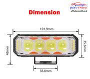 Auto Pearl Motorcycle Yellow/White & Red/Blue 4LED High Beam 12V-18W Fog Light with Flashing Mode Off-Road Vehicles compatible with All Bikes and Cars