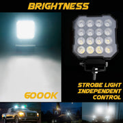 Auto Pearl Square 16Led DRL Motorcycle Foglight, Off-Road Vehicle Light Auxiliary White Lighting 12V-30W Driving Work Light compatible with All Bike and Car